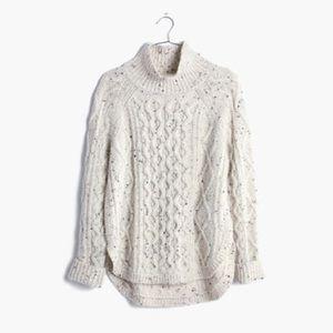 Madewell Cream Marled Cable Knit Turtleneck